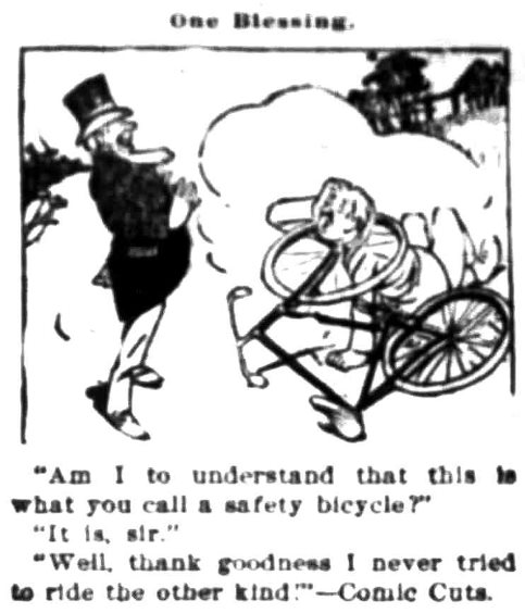 Bicycle cartoon, November 6, 1899 Democratic Times, Jacksonville, Oregon