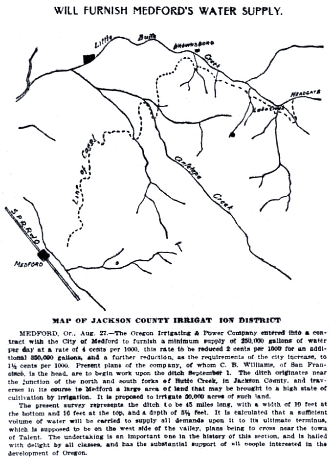 Medford Water Ditch, August 28, 1900 Oregonian