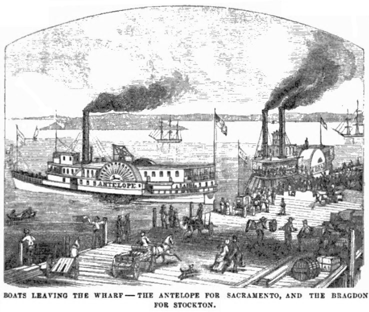 Steamer Antelope leaving San Francisco, October 1859 Hutchings' Illustrated California Magazine