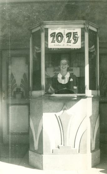 Verna Forncrook in the Roxy ticket booth, 1934