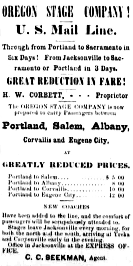 Beekman ad, January 26, 1867 Oregon Sentinel