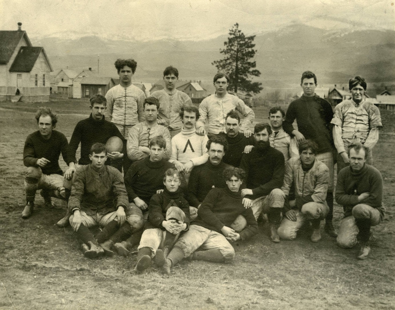 Combined Ashland Town and Normal School Teams 1897--Blaine Klum center, holding knee