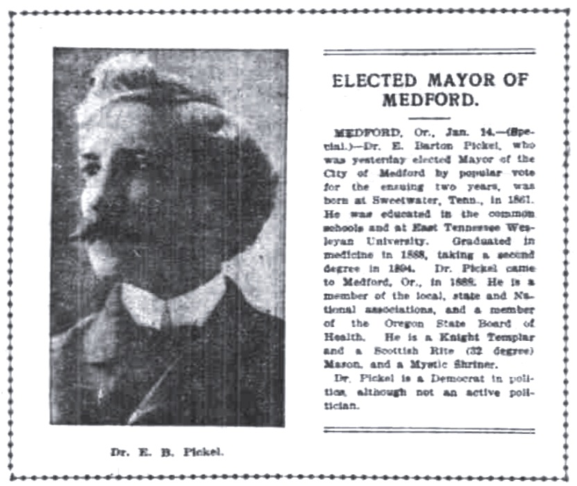 Dr. E. B. Pickel, January 17, 1904 Sunday Oregonian