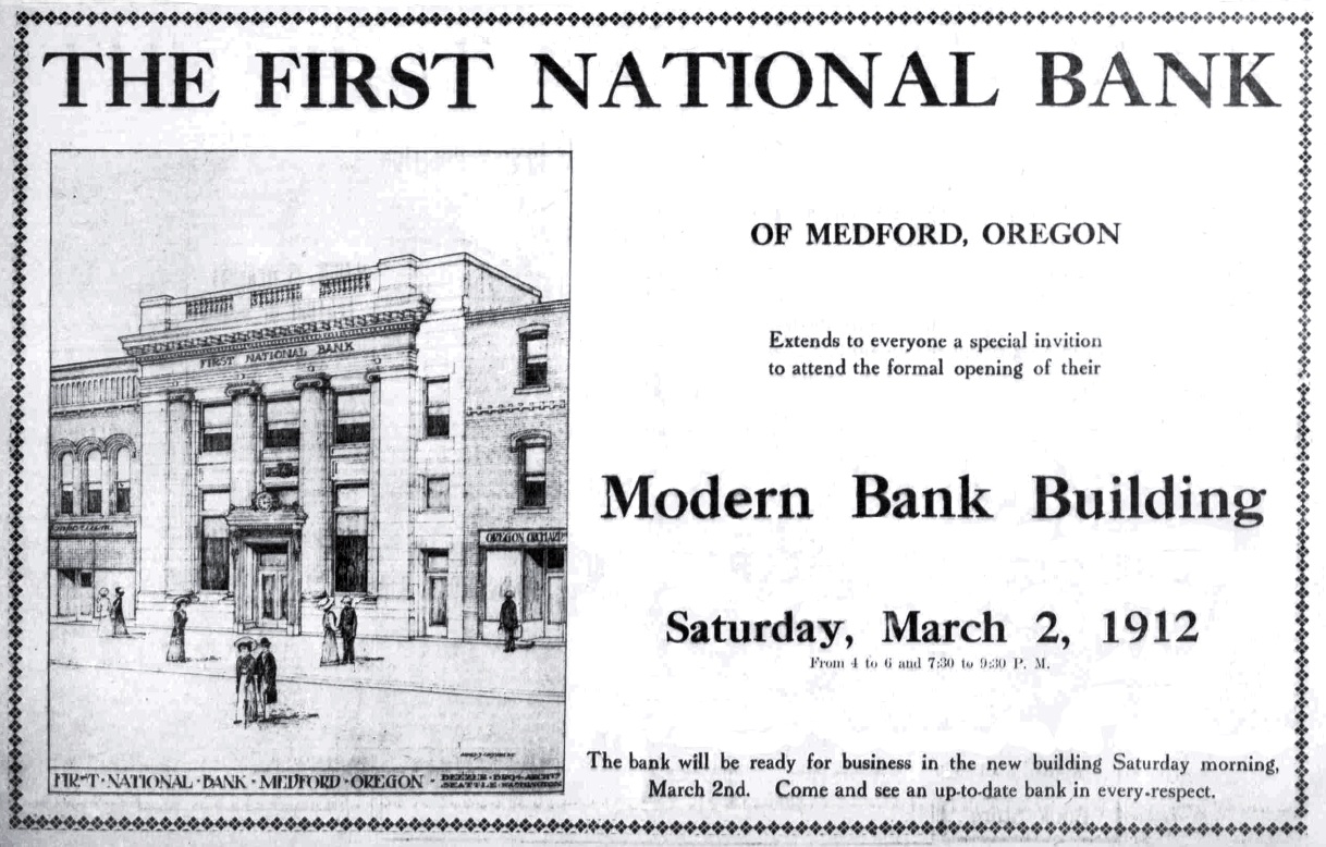 First National Bank, February 29, 1912 Medford Mail Tribune