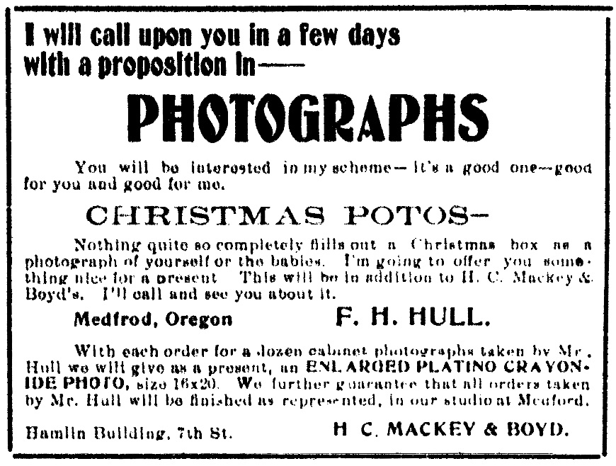 Medford Mail, November 16, 1900.