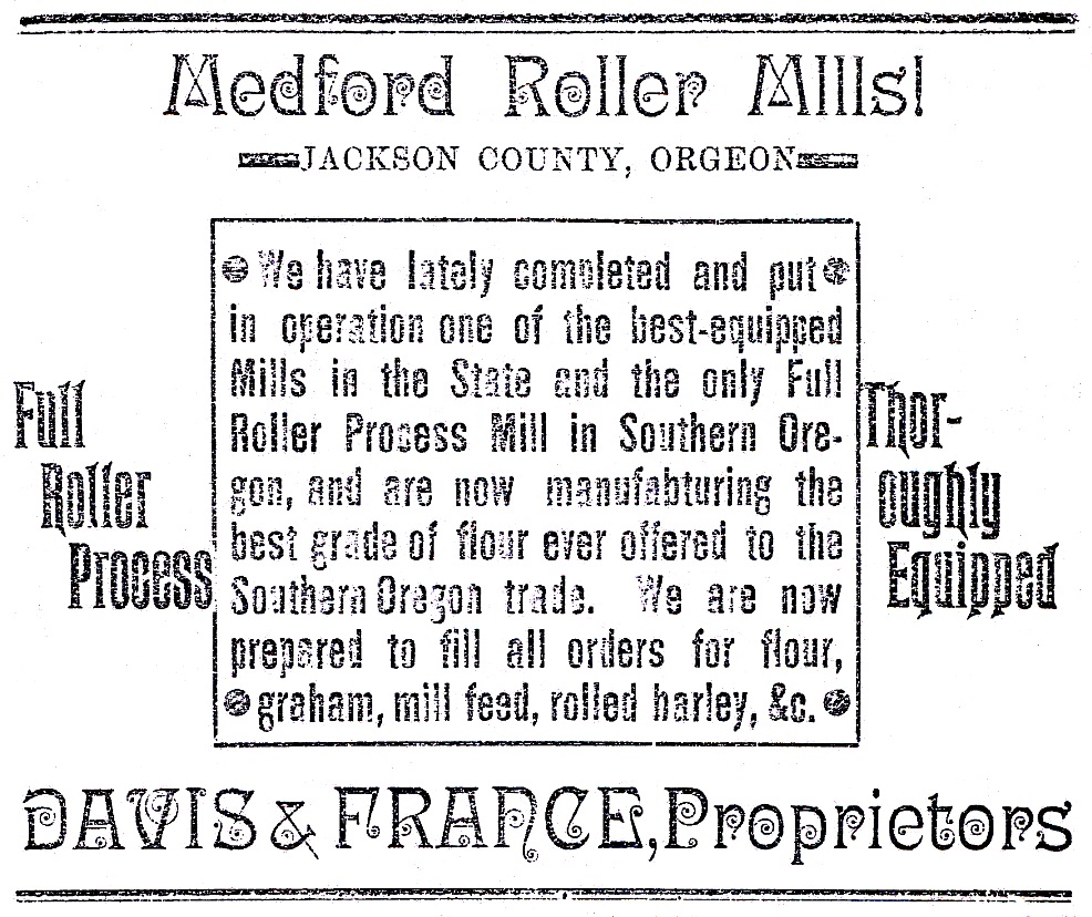 Medford Roller Mills ad, September 7, 1889 Medford Mail