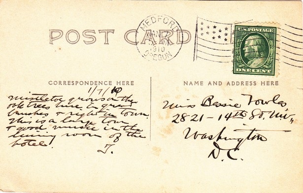 Nash Hotel Postcard, January 1910