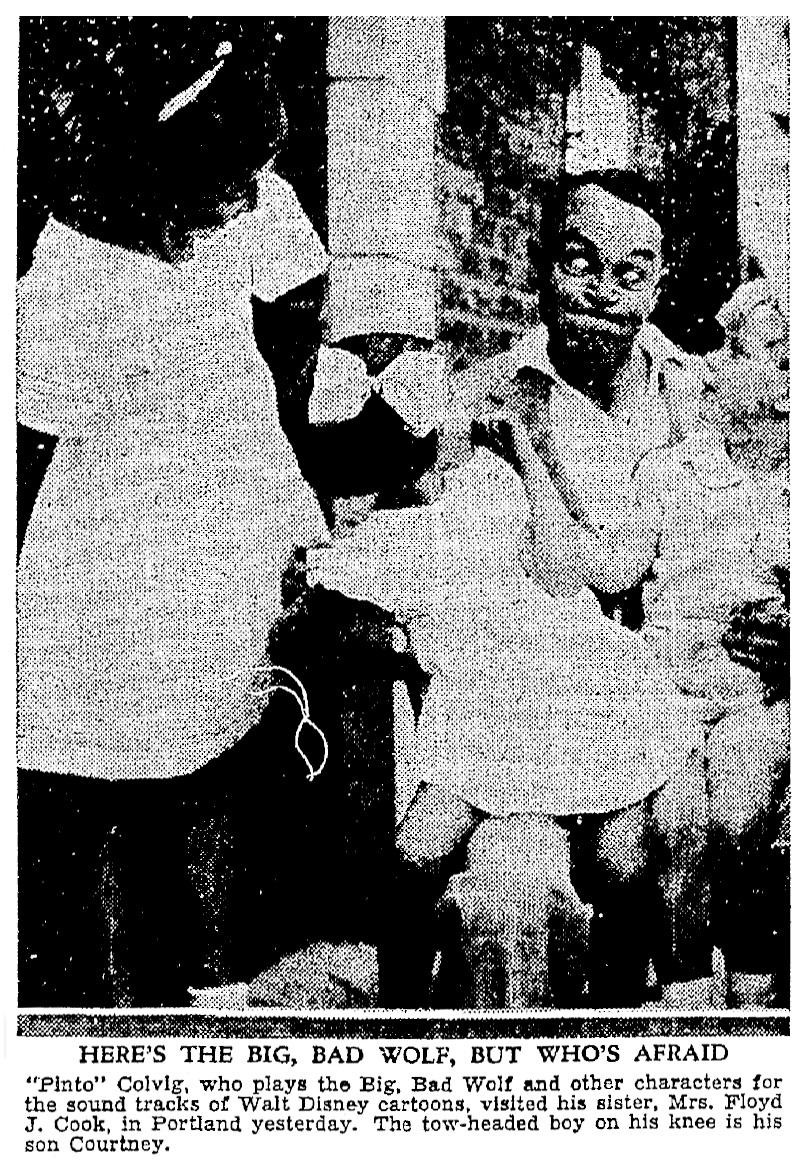 Pinto Colvig with son Courtney, August 26, 1934 Oregonian