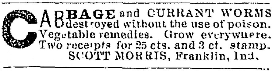 Scott Morris ad, August 4, 1879 Elkhart, Indiana Daily Review