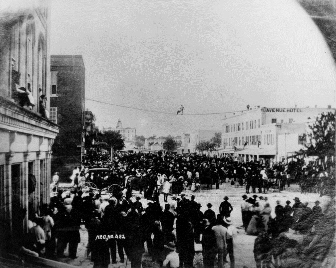 Tight Rope Walker John Devier in Austin, Texas 1867